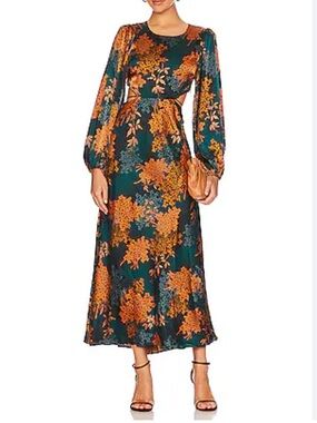 Astr Floral Maxi Dress in Teal and Burnt Orange